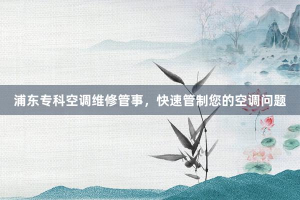 浦东专科空调维修管事，快速管制您的空调问题